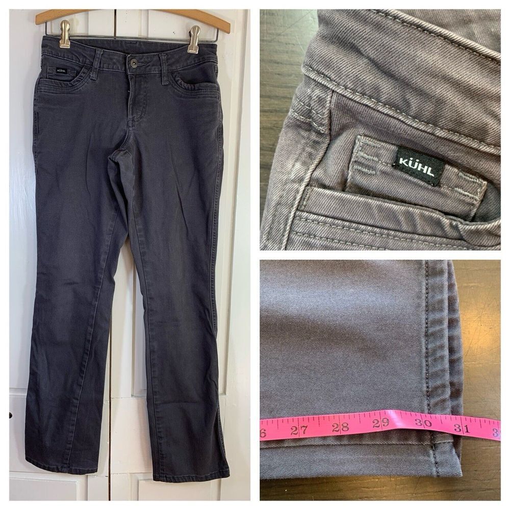 Kuhl Kontour Pants Womens 4 Hiking Gray Denim Stretch Gorpcore Minimalist Staple